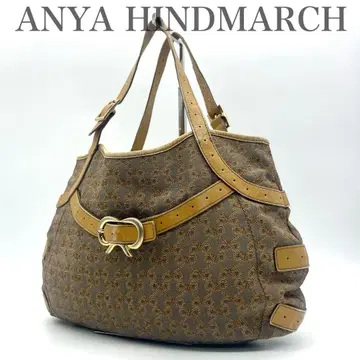 안야 힌드마치 핸드백 캔버스 가죽 A4 리본 무늬