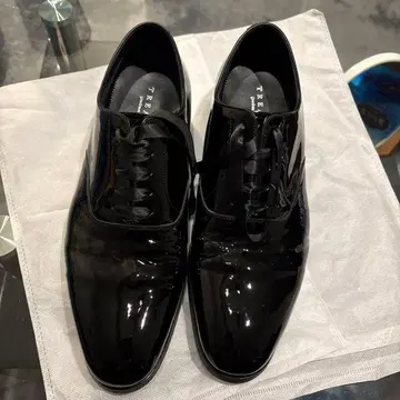 광택 나는 블랙 가죽 결혼식 드레스 신발