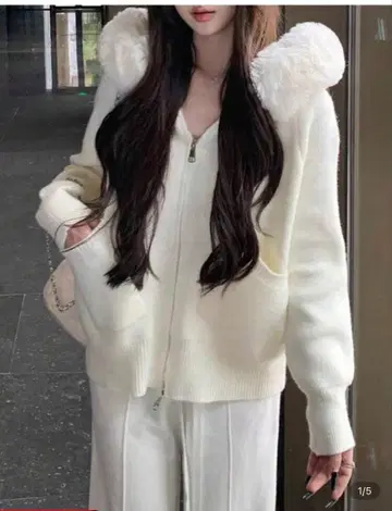 shein 퍼 후드 니트 M 사이즈 애프리콧