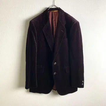 테일러드 자켓 하운드투스 패턴 벨로아 버건디 멋스러운 구제 의류