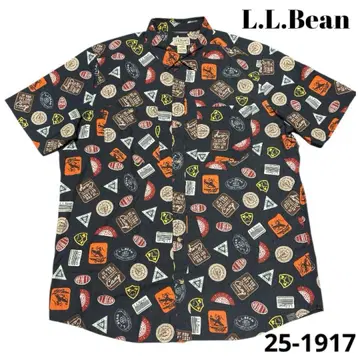 L.L.Bean 올 패턴 반팔 셔츠 블루 계열 L 사이즈