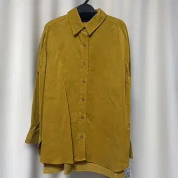 머스타드 컬러 긴팔 버튼 셔츠 9호 코듀로이 정가 17500엔