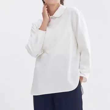 yori 더블 크로스 둥근 카라 블라우스