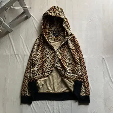 unknown / 더블 지퍼 후드티 레오파드 헤이세이 오빠 갸루 y2k