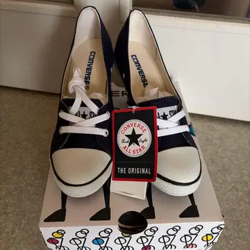 컨버스 올스타 하이힐 스니커즈 핑힐 네이비 24cm