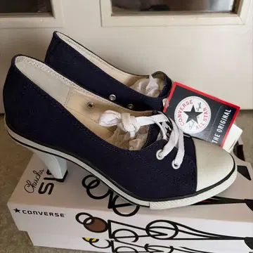 컨버스 올스타 하이힐 스니커즈 핑힐 네이비 24cm