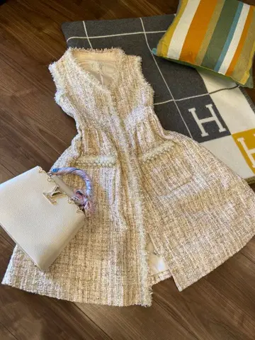 Chesty 트위드 펄 베스트 원피스