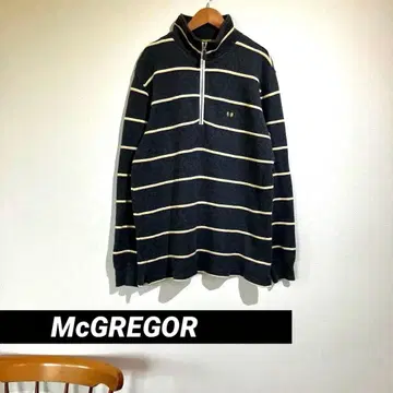 맥그리거 하프 지퍼 니트 다크 그레이 스트라이프 보더