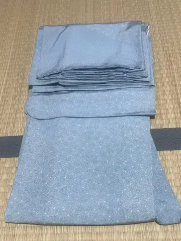 스카이블루 그레이 미니 꽃무늬 에도 코몬 작가 기모노