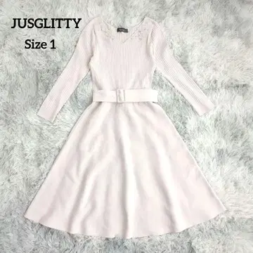 JUSGLITTY (저스길리티) 비쥬 부착 리브 니트 원피스 S