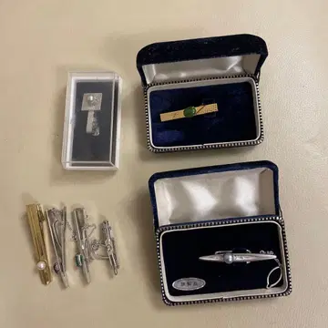 은제 펄 장식 넥타이핀 등 세트