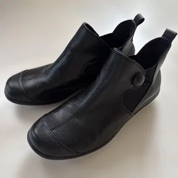 문스타 24cm 4E 천연 가죽 사이드 고어 숏부츠 블랙