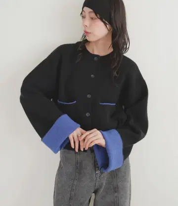 알파카 터치 바이컬러 가디건 Lian 리안 같은 형태 lumier