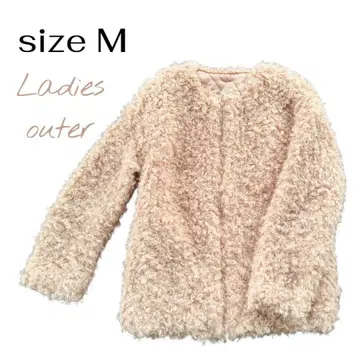M 사이즈 베이지 퍼 자켓 핑크 포근포근 복슬복슬 아우터