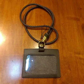 츠치야 가방 브라운 가죽 패스 케이스 뜨개질 스트랩