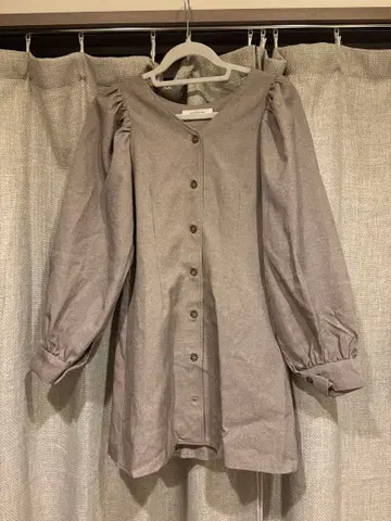 archives 베이지 버튼 미니 원피스