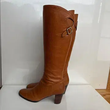 브라운 가죽 롱 부츠 23cm 카멜 브라운 EIZO 일본제 가죽