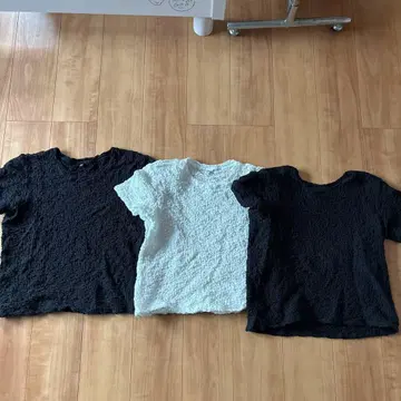 UNIQLO 셔링t 화이트 블랙 XL