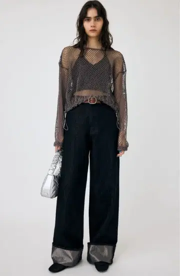 MOUSSY/GLITTER DENIM WIDE STRAIGHT