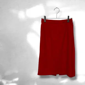 무릎 기장 전후 심플 고급 성인 여성 슬릿 스커트 빨간색 레드