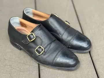 스코치 그레인 블랙 더블 몽크 24.5 가죽 신발 비즈니스 슈즈