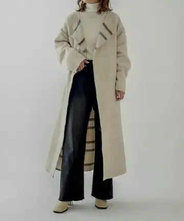 [ mystic ] 리버서블 체크 코트 아이보리 1 라스트 한 점