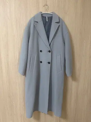 울 롱 코트 스카이블루