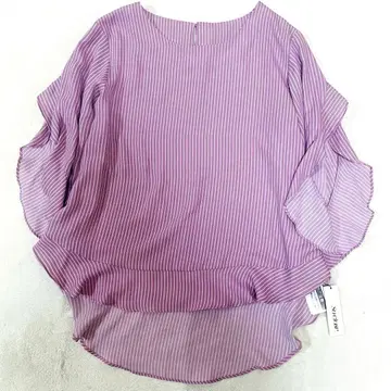 소클로즈 so close 라벤더 스트라이프 프릴 소매 블라우스 M