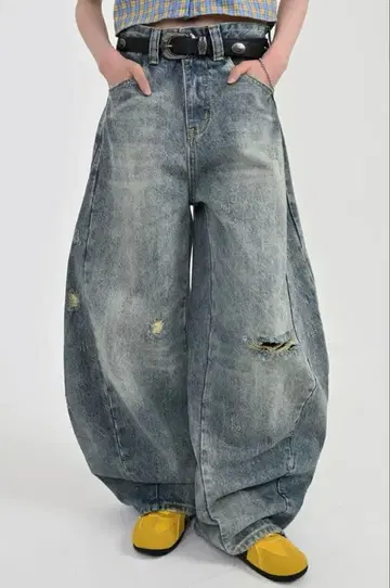 지저인 데님 캐주얼 데미지 벌룬 데님 L2079