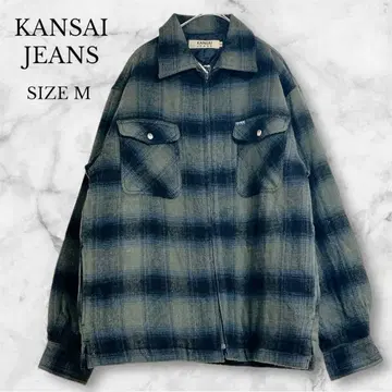 택 포함 새상품 간사이진스 집업 자켓 체크 무늬 캐주얼