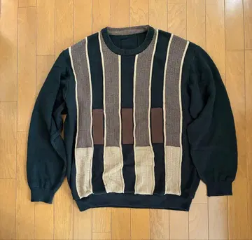 니트 스웨터 L 사이즈 블랙/베이지/브라운