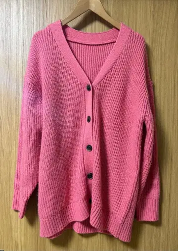 Utao 핑크 오버 사이즈 니트 가디건