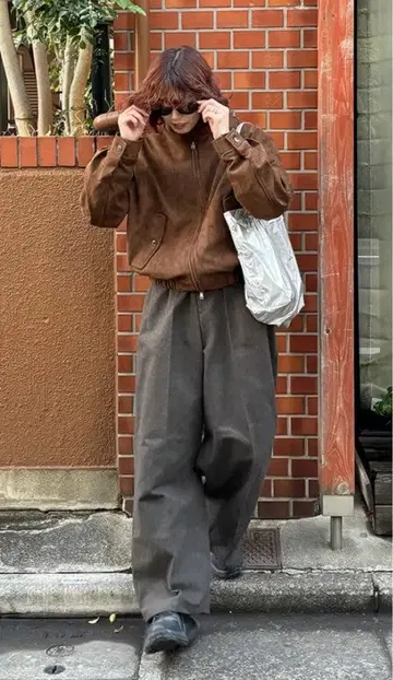 [레어] 차콜 코튼 롱 와이드 팬츠 하이웨스트