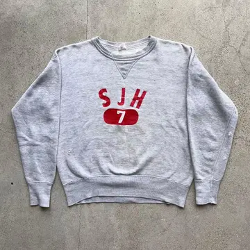 50s RUSSELL 앞 V 맨투맨 빈티지 USA제 2단 프린트