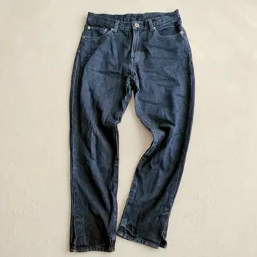 지나시스 스트레이트 데님 팬츠 소가죽 패치 슬릿 디자인 Y2K S