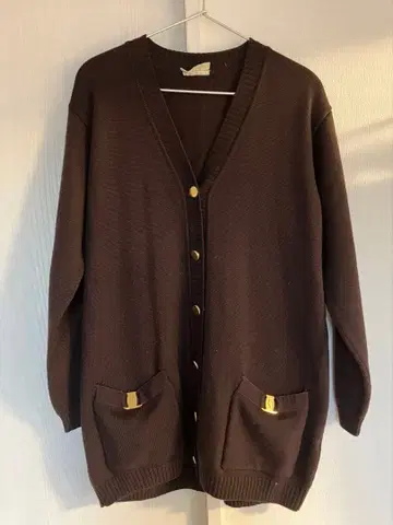 페라가모 울 100% 브라운 가디건