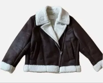 브라운 가죽 시어링 자켓