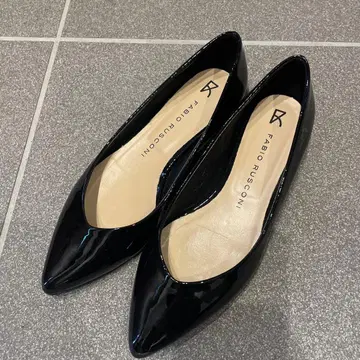 새상품급 FABIO RUSCONI 블랙 플랫슈즈 36