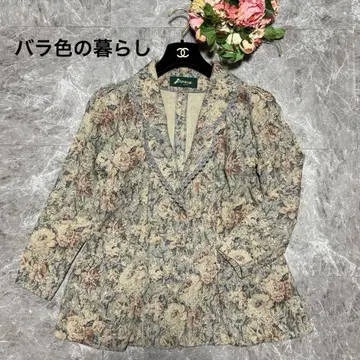 [ 장밋빛 인생 ] 린넨 꽃무늬 레이스 테일러드 자켓