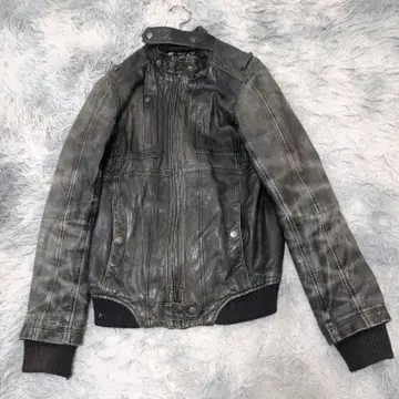 타미힐피거 데님 양가죽 가죽 자켓 L 블랙 빈티지 가공 충전솜