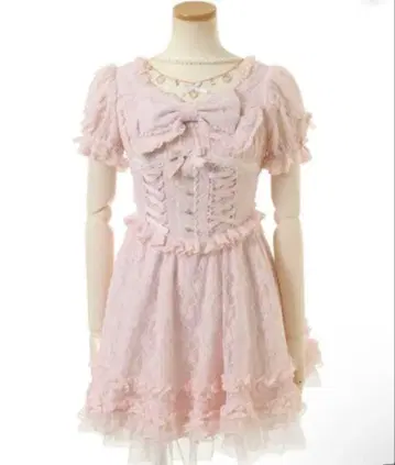 LIZLISA 더블 레이스업 리본 원피스 핑크