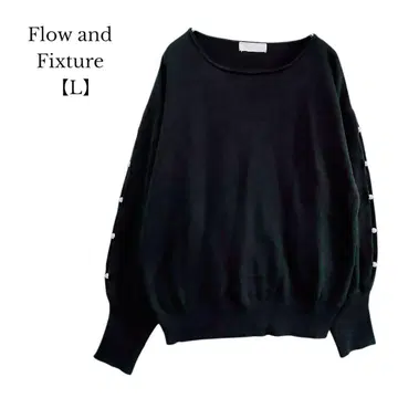 [ Flow and Fixture ] 긴팔 니트 리브 니트 펄 블랙 L
