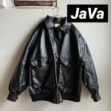 [ 새상품급 ] Java 콜라보 인조 가죽 블루종 자켓 M 사이즈 블랙
