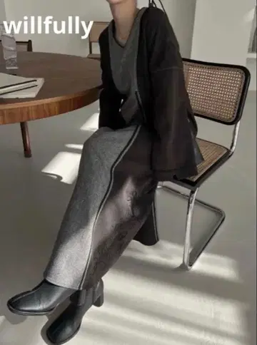 willfully 코드 자수 트위드 원피스 롱 원피스 자수