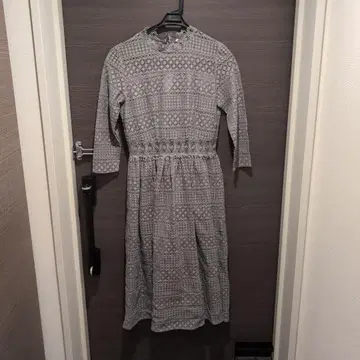 그레이 레이스 긴팔 원피스 M 사이즈