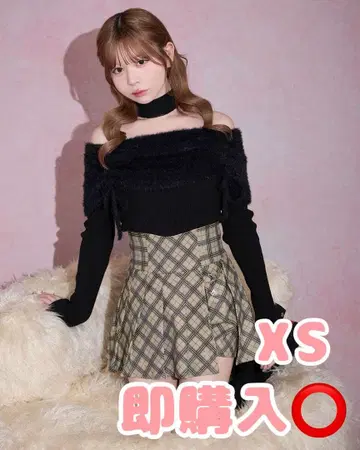 미셸 마카롱 오리지널 체크 무늬 슬림 레그 치마바지