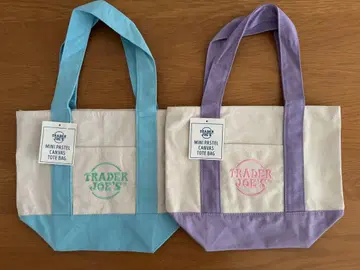 택 포함 새상품 트레이더 조스 파스텔 미니 토트 퍼플 블루 2세트