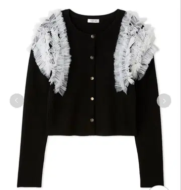 프레이 아이디 숄더 튤 프릴 니트 가디건