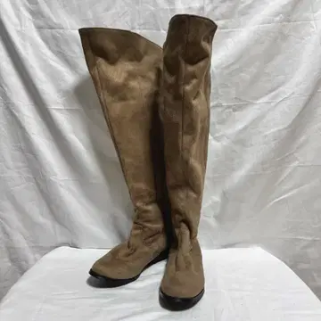 스웨이드 롱 부츠 S 백 지퍼 니하이 부츠