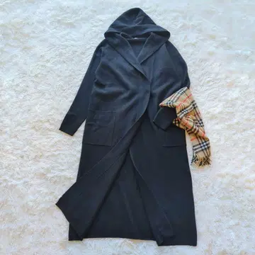 새상품급 C.T.plage 니트 후디드 롱 가운 긴팔 블랙